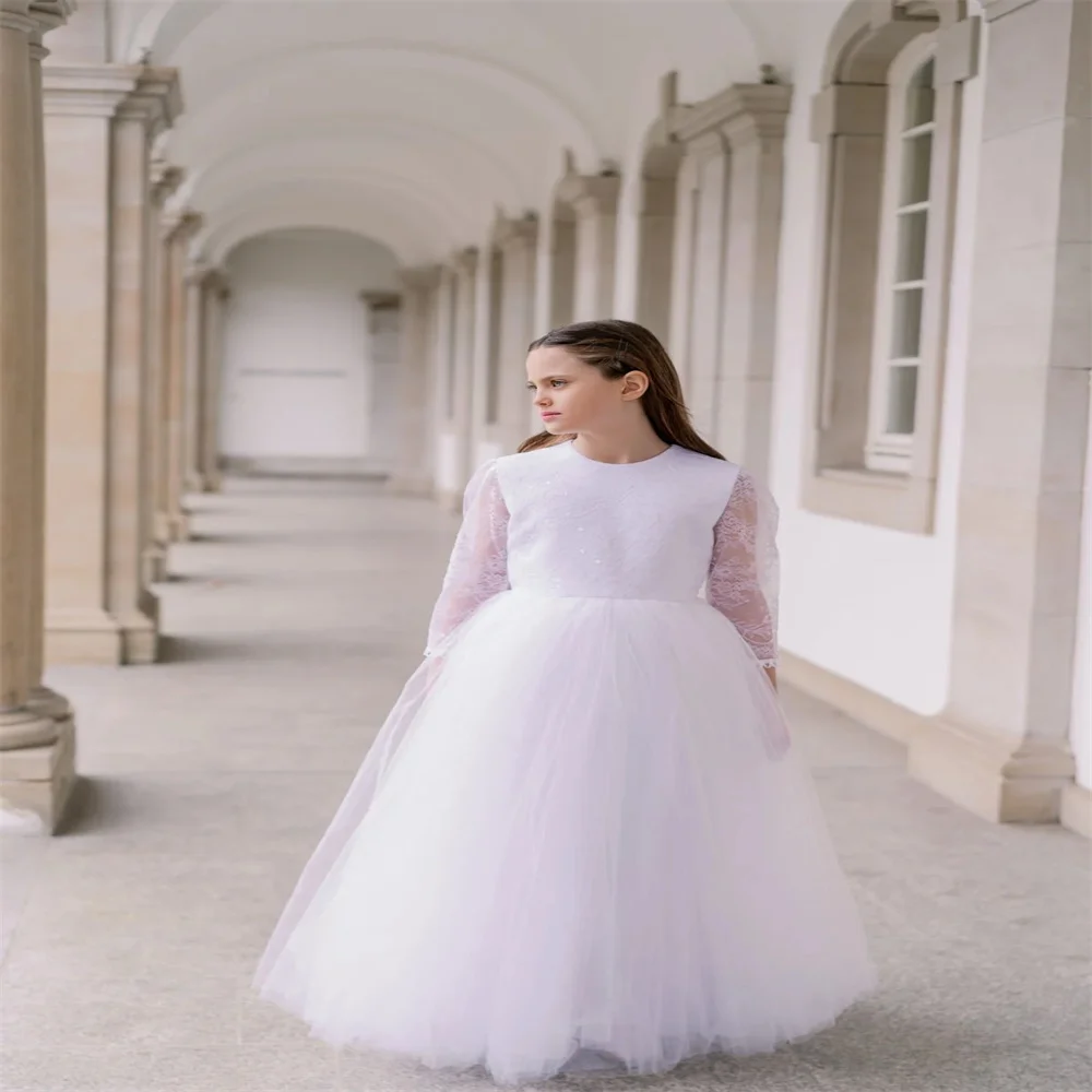 Robe de demoiselle d'honneur blanche pour mariage, robe de mariée moelleuse, petite princesse élégante, robe formelle simple et élégante, robe d'anniversaire