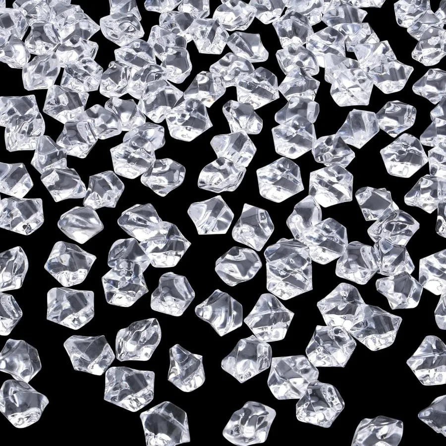 YATOJUZI 500 Uds cubitos de hielo falsos rellenos de jarrón de Navidad rocas trituradas acrílicas transparentes gemas de diamantes de plástico para accesorios fiesta W