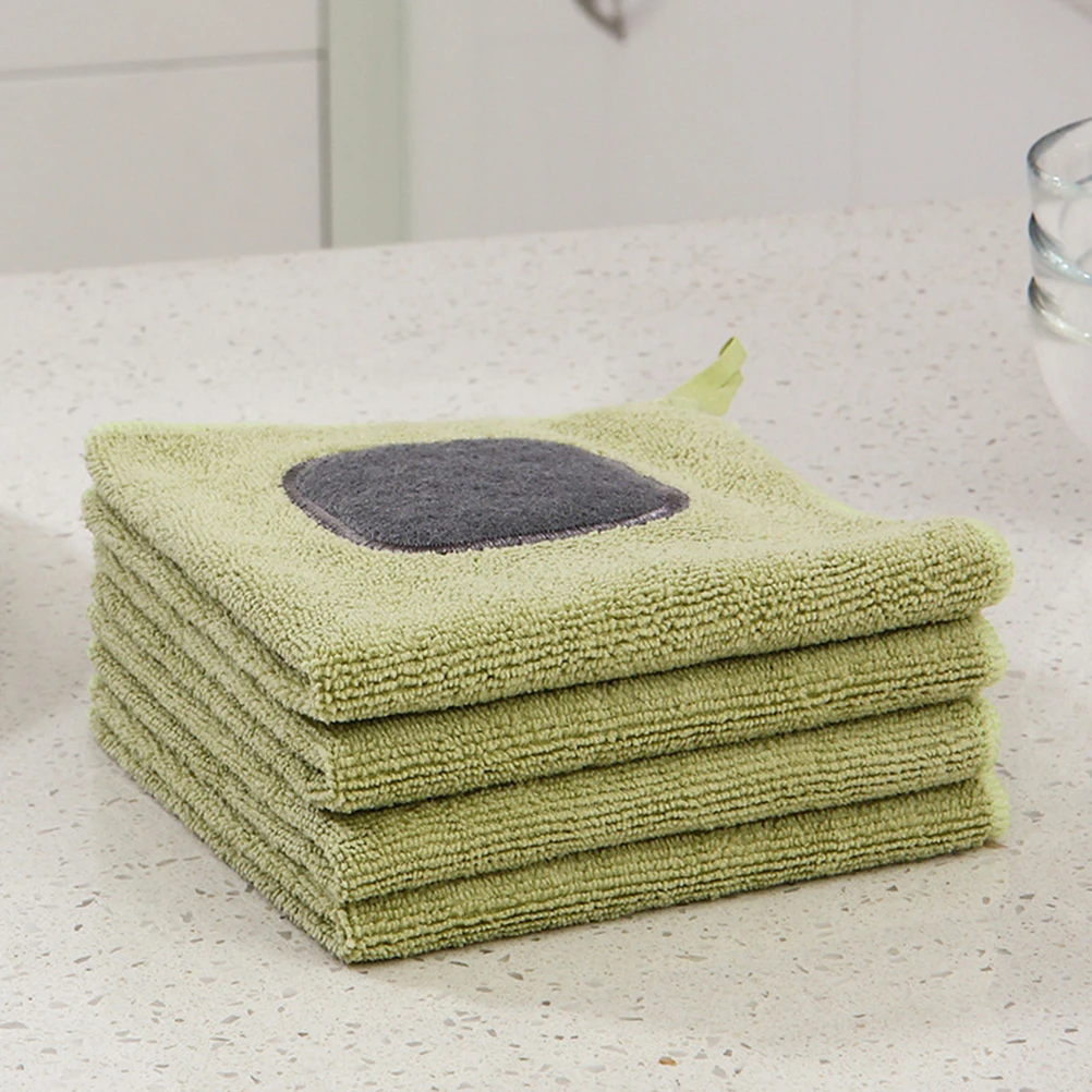 

4Pcs Microfiber Dish Towels Absorbent Kitchen Cleaning Cloth Rags Scouring Pads Premium Material StreakFree LintFree