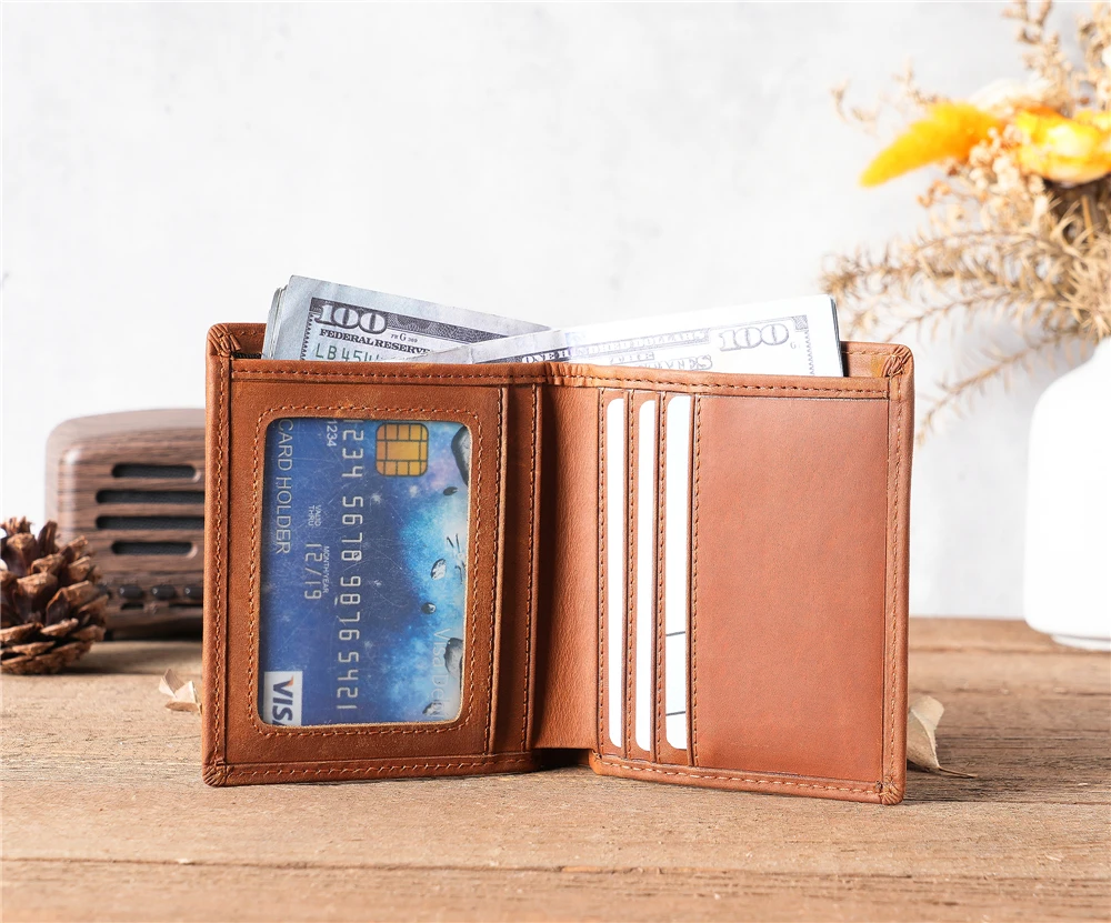 

NEW Credit Card Holder Men's Wallet RFID Blocking Protection Genuine Leather Wallet with Money Clip Bank ID Card Holder Bag