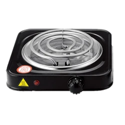 Electric Single Burner Cooktop, Compact and Portable, Adjustable Temperature Hot Plate, 1500W, Black & Stainless Eu Plug