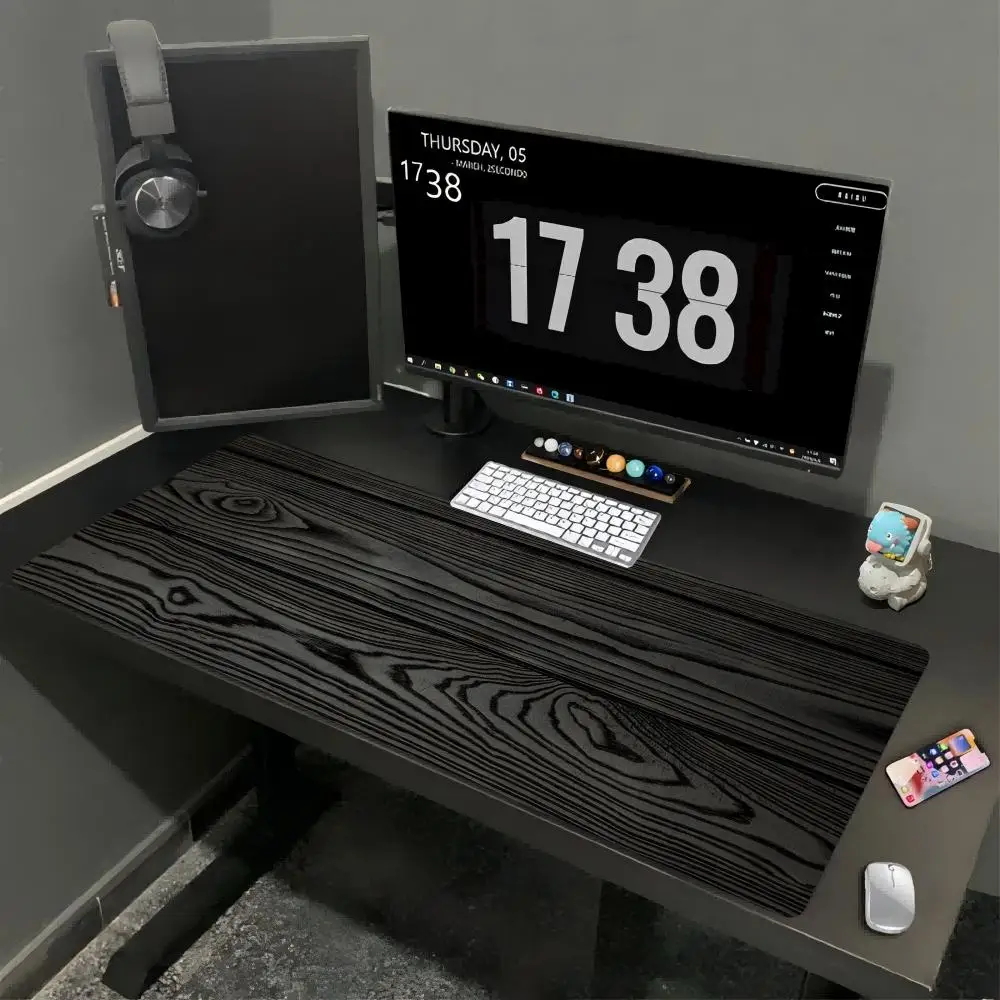 Large Wood Stone Texture Mouse Pad, Retro Brick Grain Print Non‑Slip Rubber Extended Desk Mat, Keyboard Mousepad