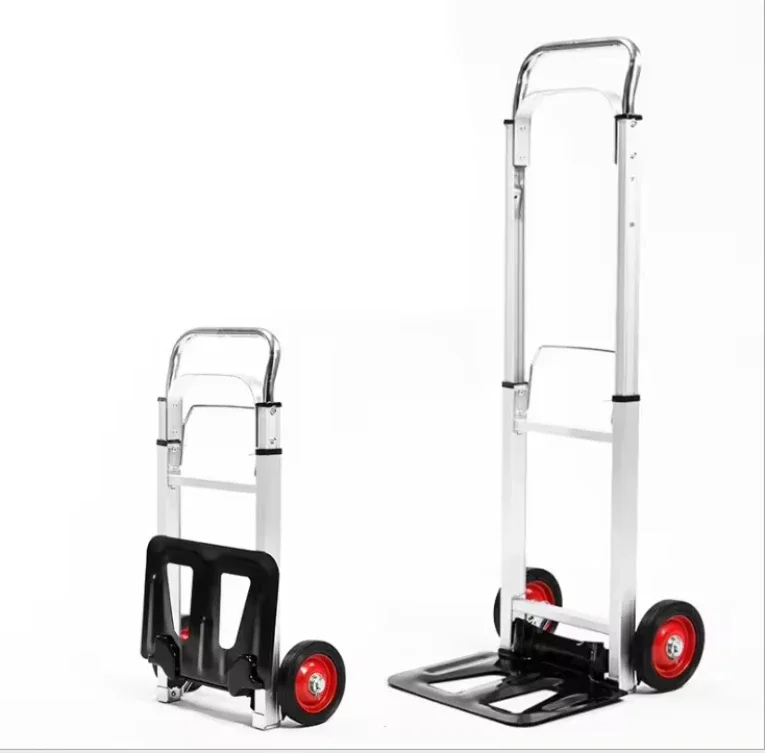 Sunrise Aluminum Frame 90KG Load Folding Hand Trolley Truck With Four Wheels