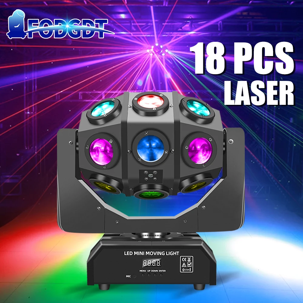 

FODGDT 18x12W RGBW 4in1 Led Beam Moving Head Laser Lights Bar Effect Light Stage DMX Remote Control for Club Party DJ DISCO KTV