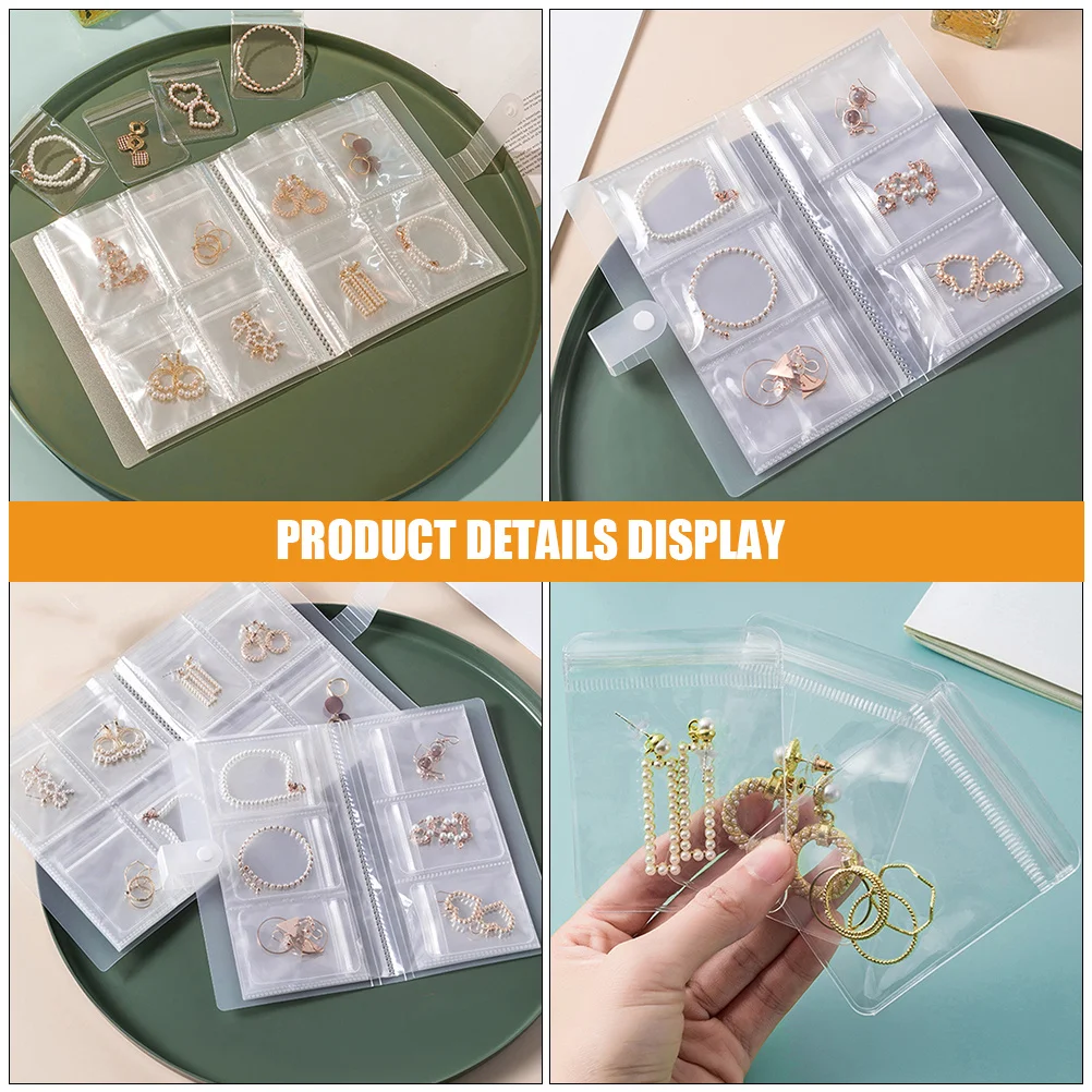 

1Set Jewelry Organizer Book with 84 Slots Clear Storage Book Small Jewelry Bags for Rings Earrings Necklaces Travel Organizer
