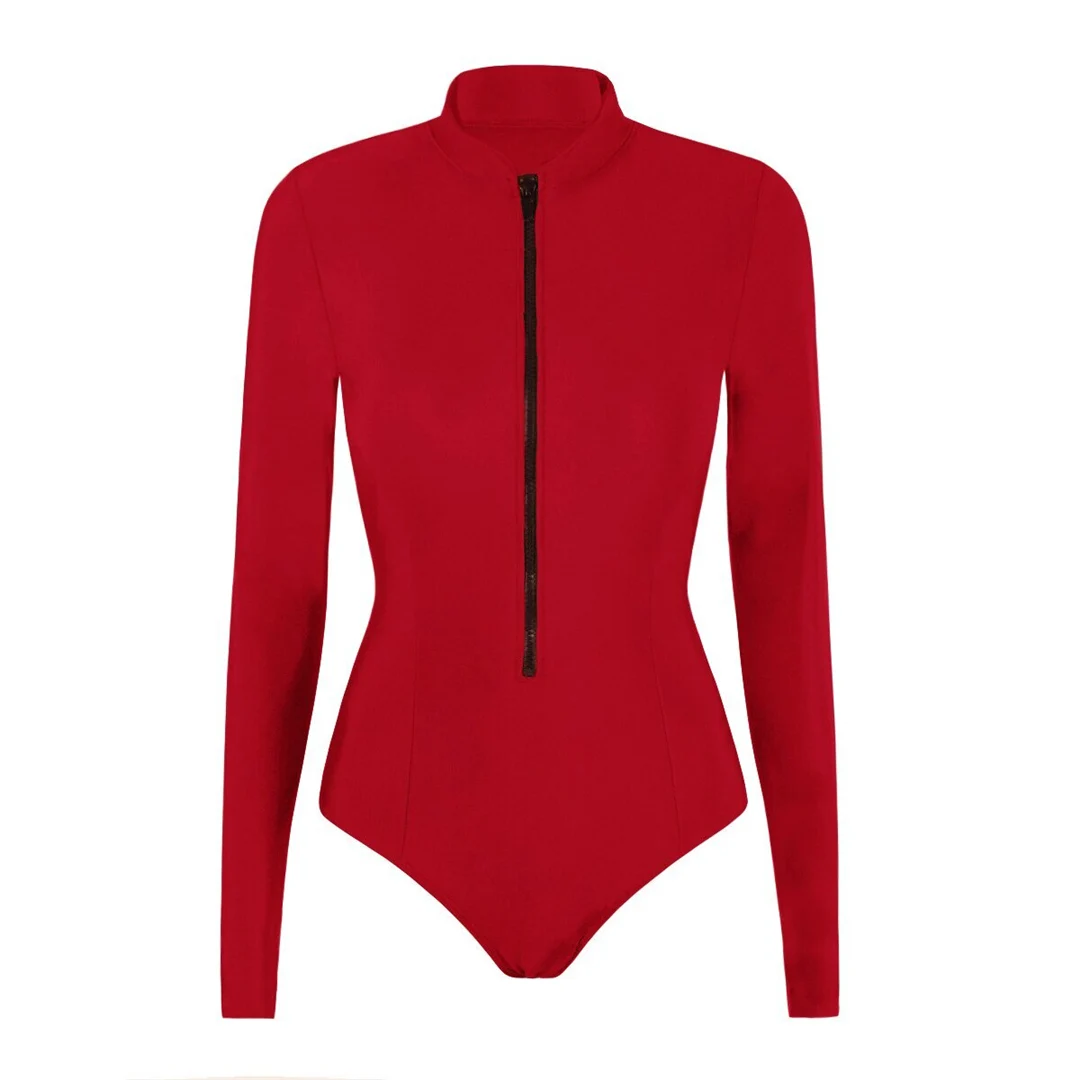 S - 2XL, 4 Farben, langärmelig, mit Reißverschluss, Surf-Rashguard, einteiliger Badeanzug, Damen-Badebekleidung, Badeanzug für Frauen, Badebekleidung, Schwimmanzug V6266 – Detail 21