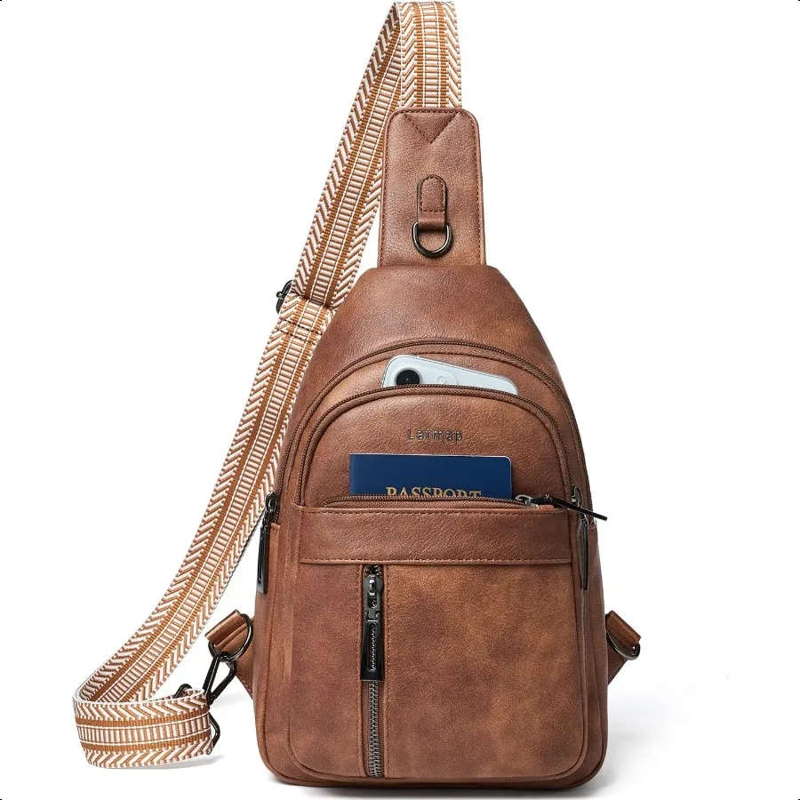

7L Sling Bag For Women Men Backpack Fanny Pack Crossbody Chest Travel Shoulder Belt Bags Purse Handbag PU Leather