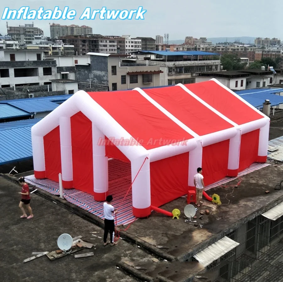 Barraca inflável grande vermelha e branca construída personalizada para brinquedo de festa de evento