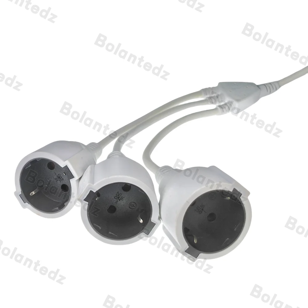 EU 유럽 전원 연장 코드 2 3 AC Schuko 소켓 250 V/16A 공급 전기 케이블 컴퓨터 홈용 트리플 플러그 어댑터