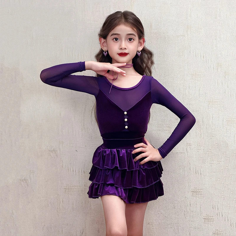 ルンバ タンゴ ラテンダンス衣装 女の子 サンバ サルサ ラテン練習ダンスドレス キッズダンス競技 ボールルームドレス スタンダード