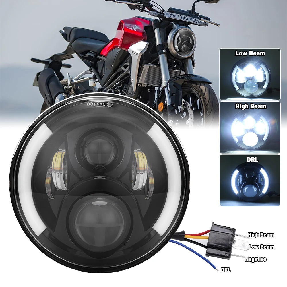

High Performance 7" Round Led Halo Motorcycle Headlight For Honda Cb400 Cb500 Cb1300Hornet250 Hornet600 Hornet900 Vtecvtr250