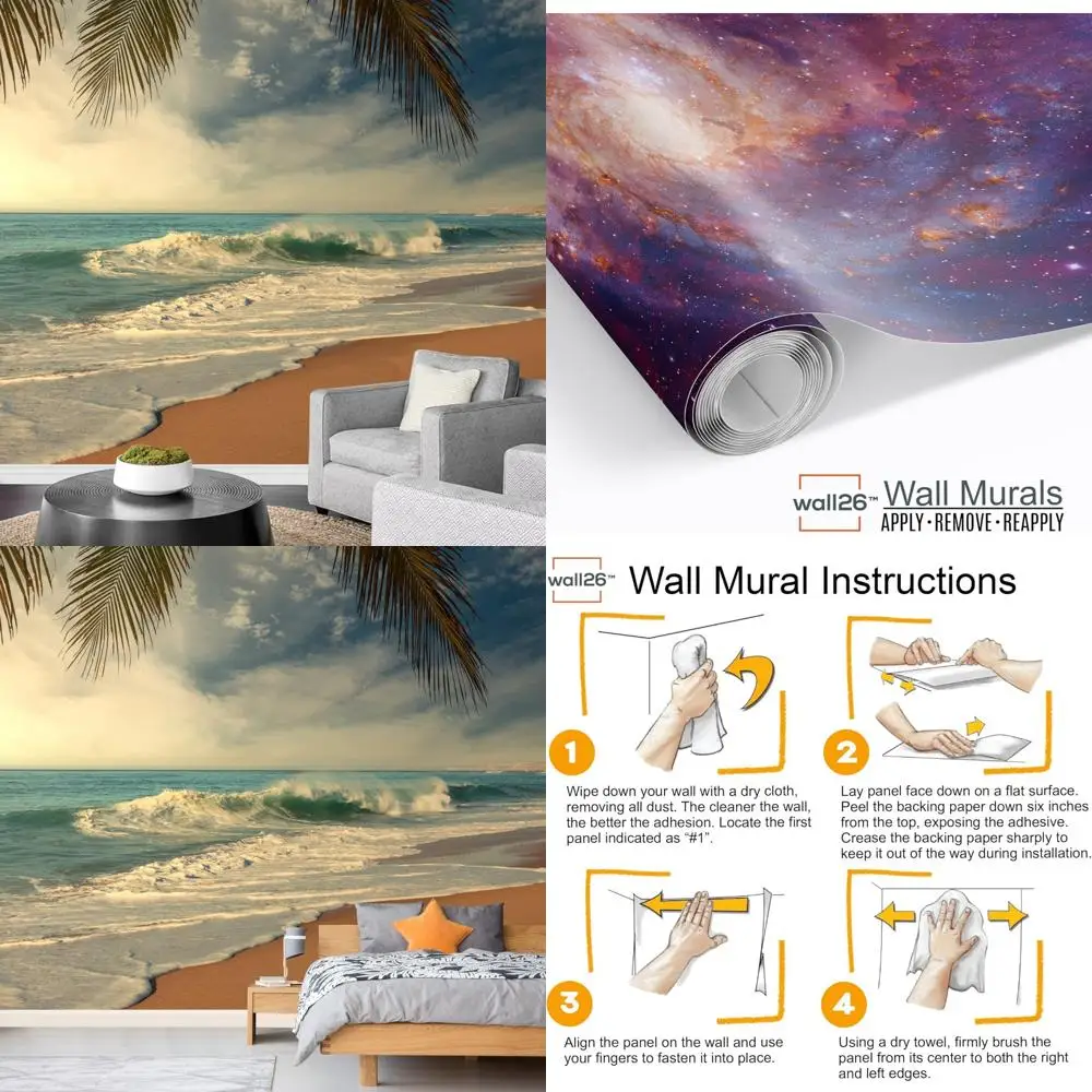 

Large Removable Self-Adhesive Tropical Beach Wallpaper - 66x96 inches, Ideal for Home Decor and Easy Installation