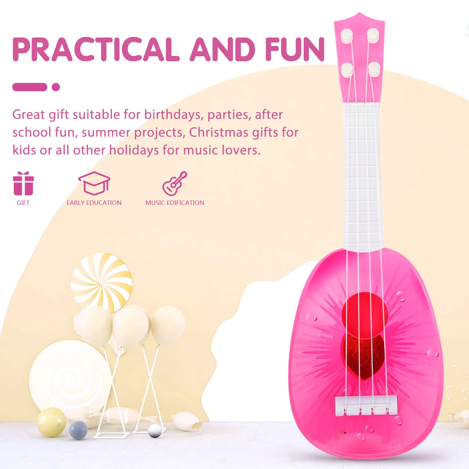 Crianças guitarra de plástico brilhante cor dos desenhos animados aprendizagem precoce ukulele instrumento musical mini guitarra brinquedo crianças ukulele brinquedo