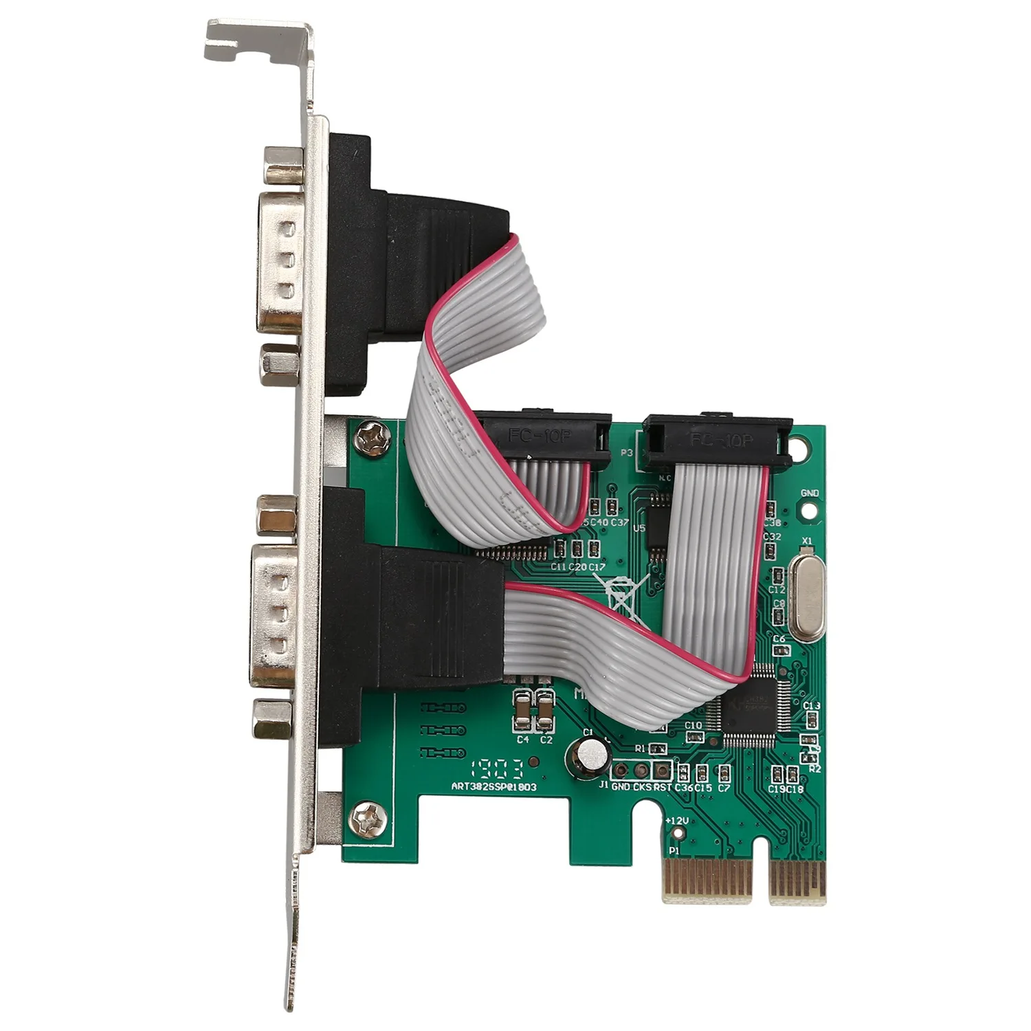 PCI-E PCI Express Dual Serial DB9 RS232 2 Ports Controller Adapter Card Green