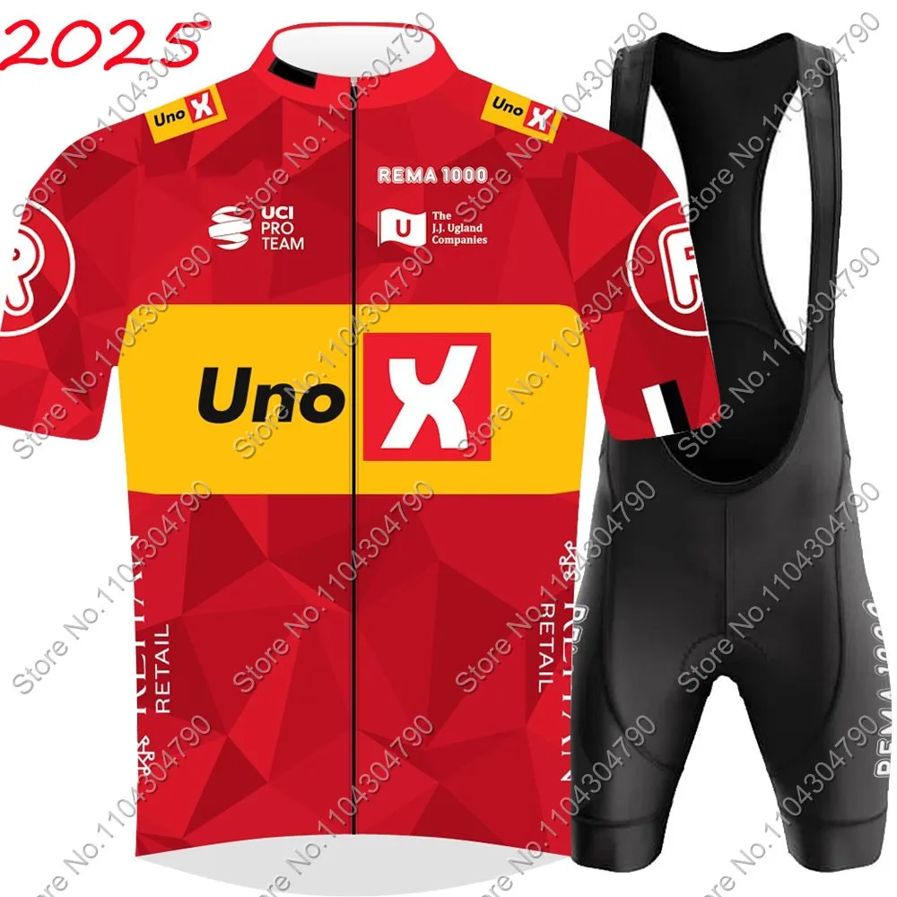 2025 UNO X Pro Team Cycling Jersey Set Summer Cycling Clothing Men's Kit Road Bike Shirts Suit Bicycle Bib Shorts MTB Uniform