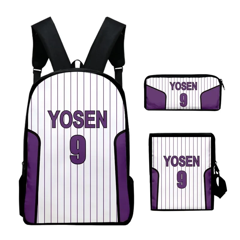 2026 Basketball Kuroko No Basket Basuke Kaijo Uniforme scolaire Kise Ryota 3D 3 pièces/ensemble Sac à dos Sac à bandoulière inclinable Trousse FIKW0