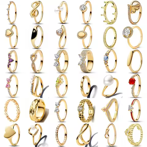 New Hot selling 925 sterling silver exquisite gold series ring sparkling heart-shaped crown ring fashion wedding jewelry gift