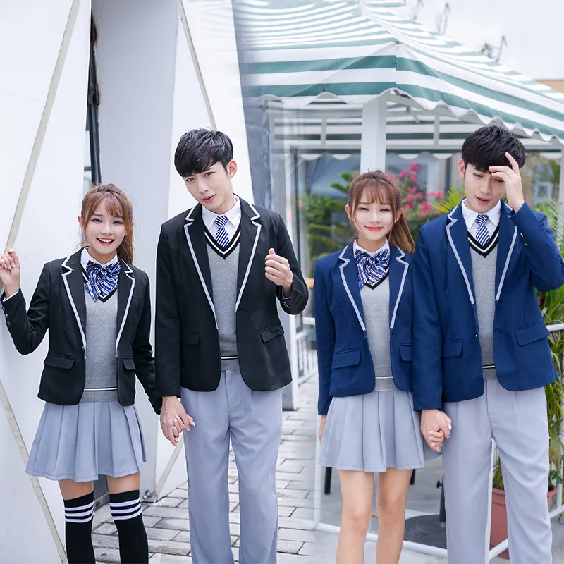 C033 School Skirt British College Style Junior High School Student Class Uniform Daily Speech Suit Set