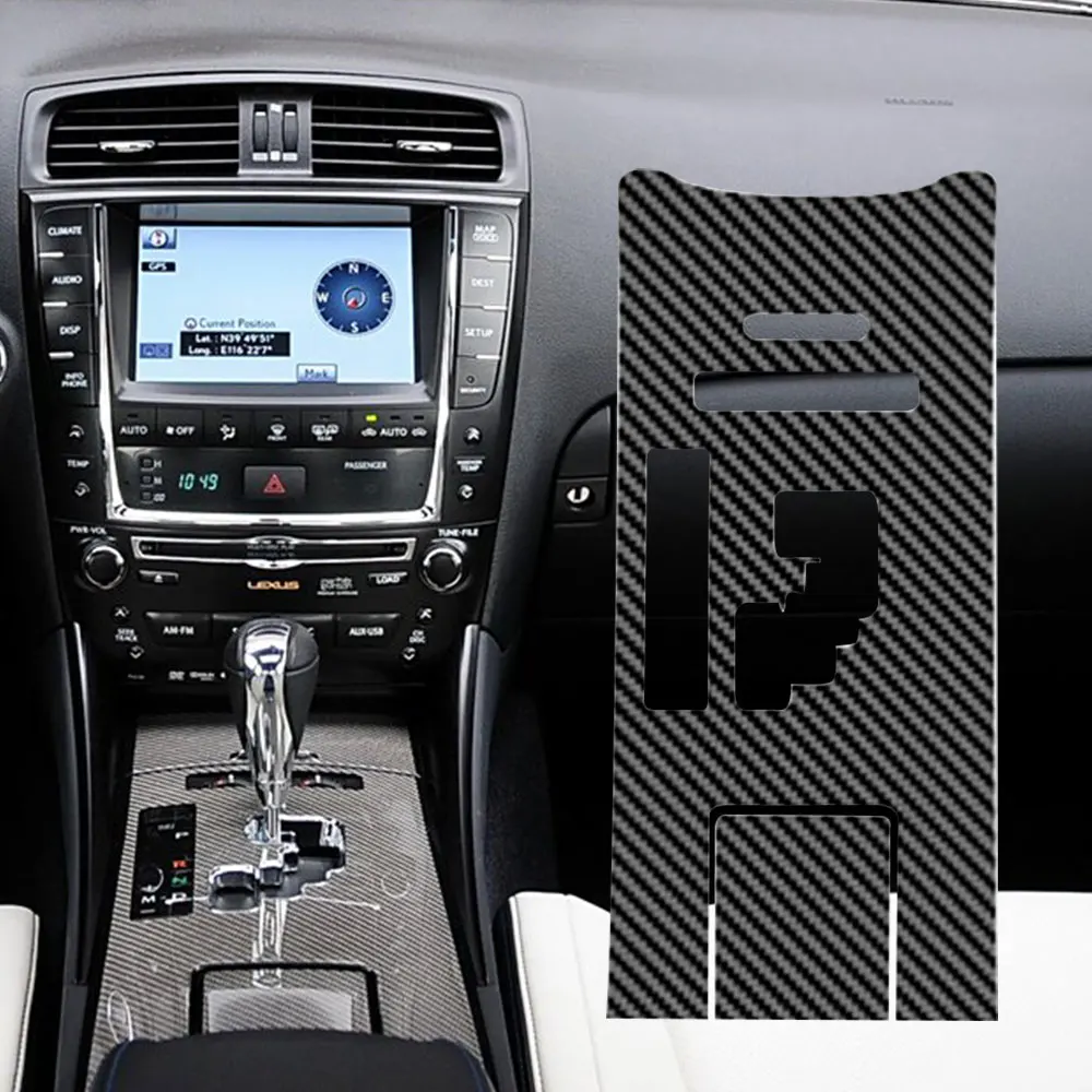 2D الفينيل التفاف فيلم والعتاد التحول صندوق غطاء لوحة الكسوة لكزس IS250 300 350 2006-2012 ألياف الكربون سيارة التفاف احباط اكسسوارات