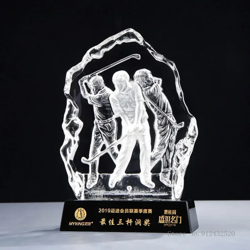 

Customized Inside Carved Golf Trophy, Creative Custom Event Award, Competition Sport Gifts, Home Decoration, Crystal Crafts, 1Pc
