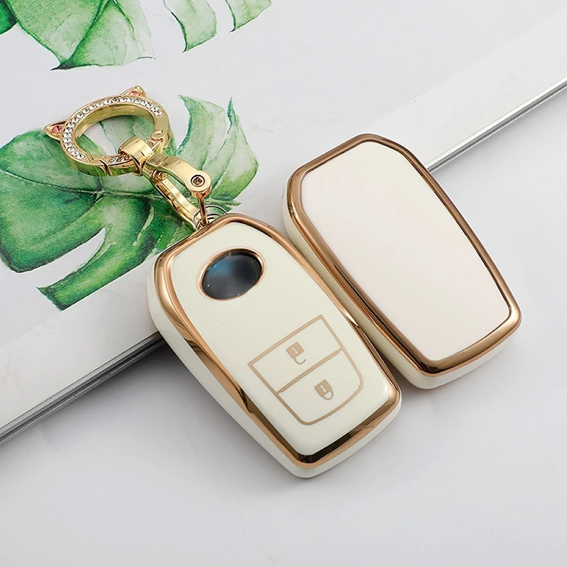 2 Buttons Fashion TPU Rubber Car Key Case Cover for Toyota Hilux Innova Rav4 Fortuner Yaris 2021-2023 Key Case Accessories