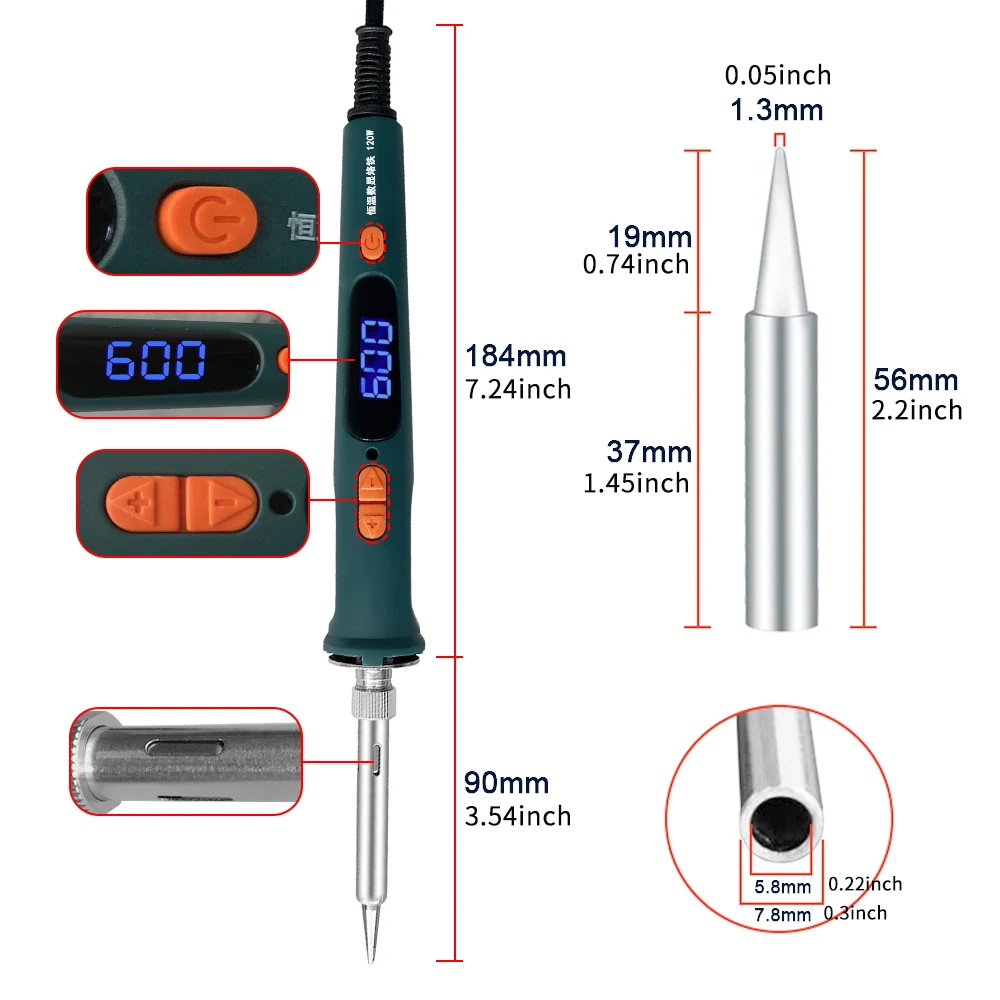 120W Digital Soldering Iron Kit Repair Soldering Tool Set Dual Calibration Temperature 200-600C Welding Solder Repair Tool 60W