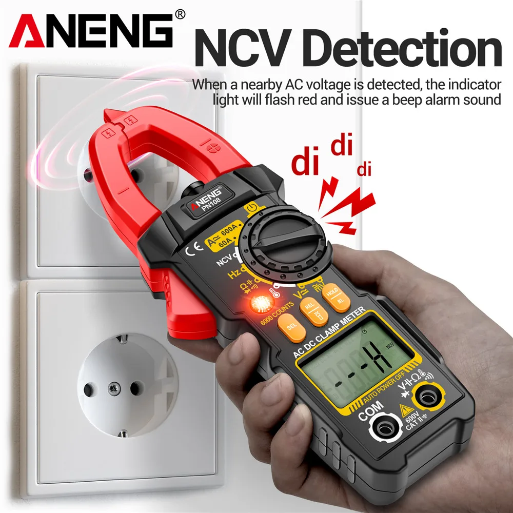 ANENG PN108 Clamp Meter 6000 Counts AC/DC Voltage 600A Current Multimeter Resistance Capacitance High Precision Tester Tool