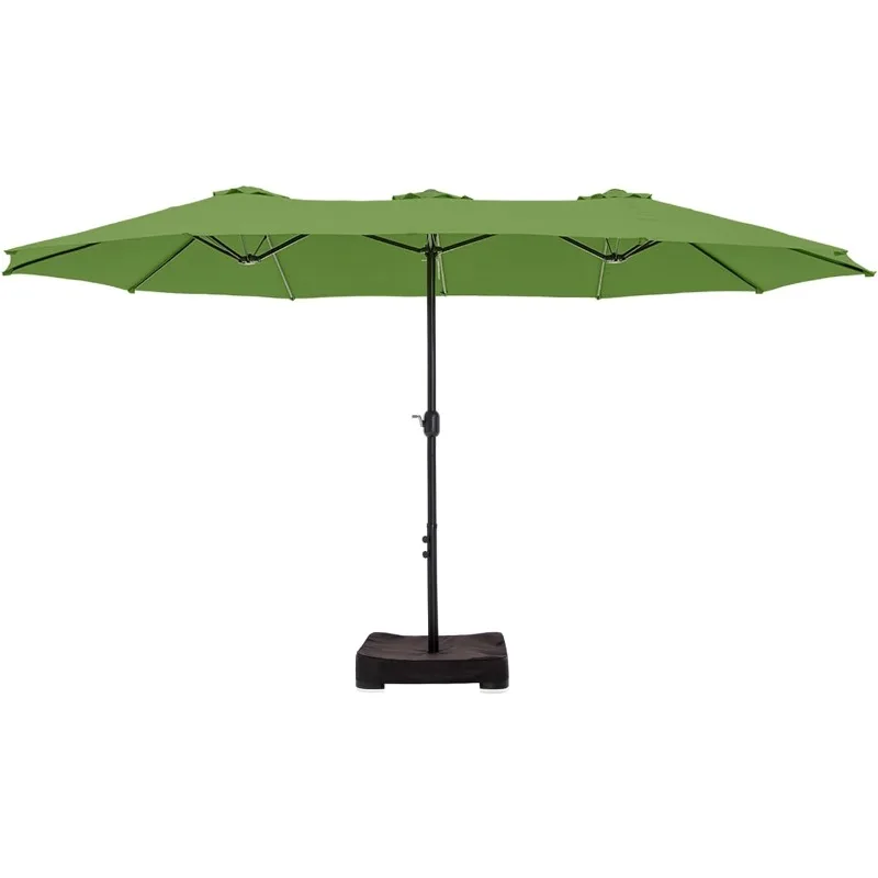 MFSTUDIO 15ft Double Sided Patio Umbrella with Base Included,Outdoor Large Rectangular Market Umbrellas with Crank Handle