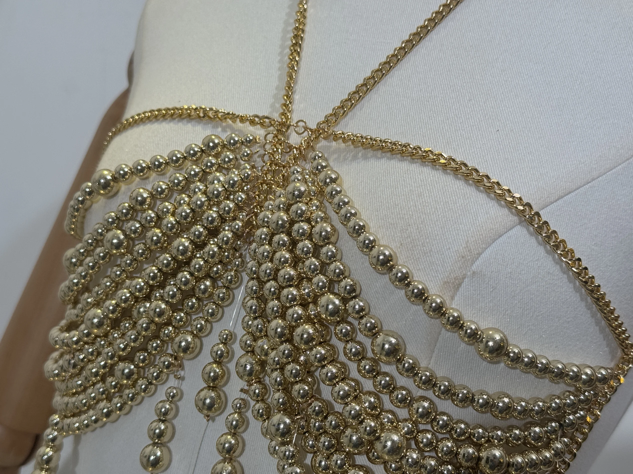 2025 Sexy Corset corps chaîne Spice Girl sirène Bikini Costume dos nu cou pierre perlée Bustier charmes