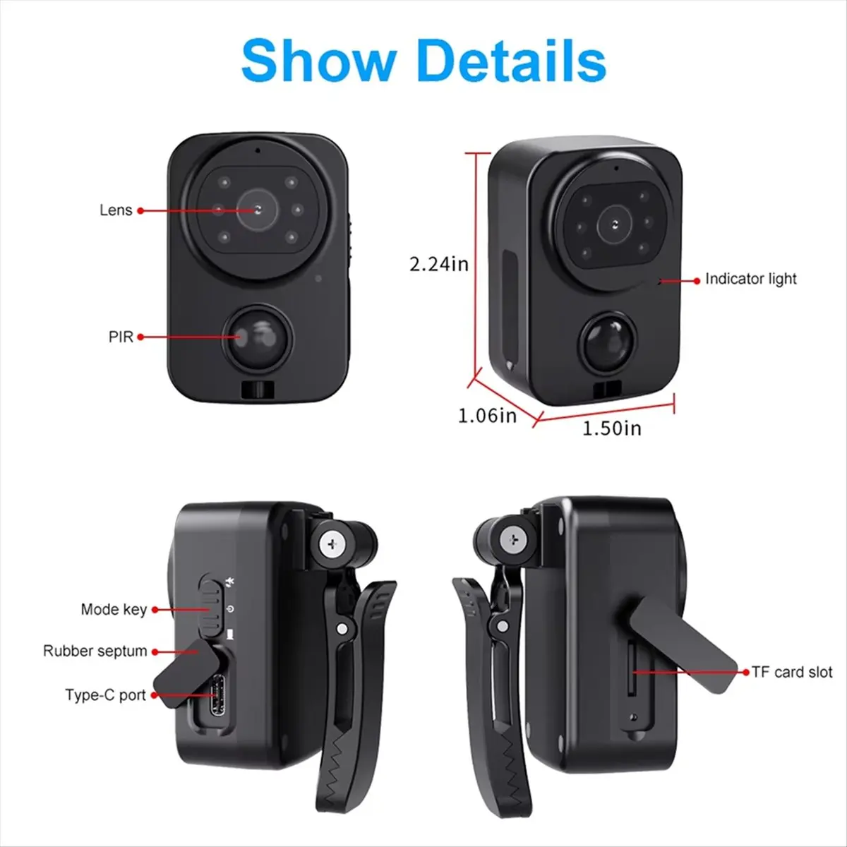 A46U PD01 Waterproof Camera 1080P Pocket Cameras FHD Long Battery PIR Video Recorder Sport DV Bike Action Cam No Memory Card