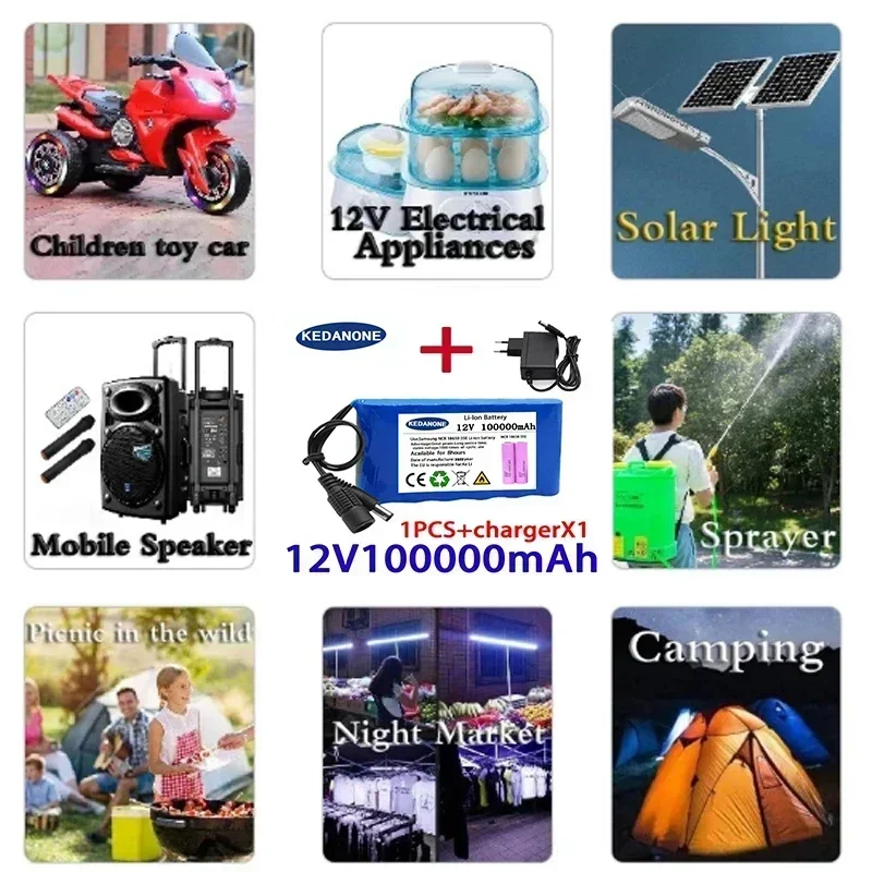 Original NEW Portable Super 12V 20000mah Battery Rechargeable Lithium Ion Battery Pack Capacity DC 12.6v 30Ah CCTV Cam Monitor +