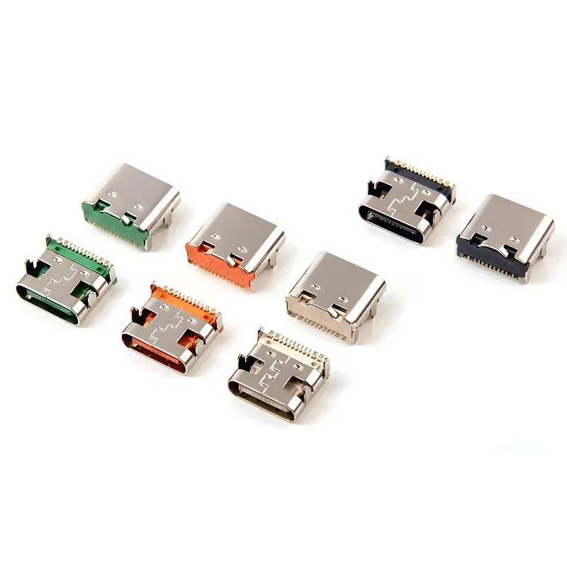 20pcs USB3.1 TYPE C 16 Pin Female Socket Connector DIP Horizontal Type 3A Charging Transmission Interface Plug Socket Type-C 16P