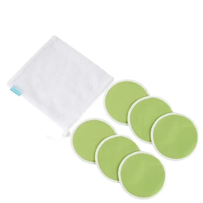 HappyFlute Solid Colour 6PCS Bamboo Nursing Pads Mum Use with Laundry Bag Waterproof Washable Feeding Pad Reusable Breast Pads