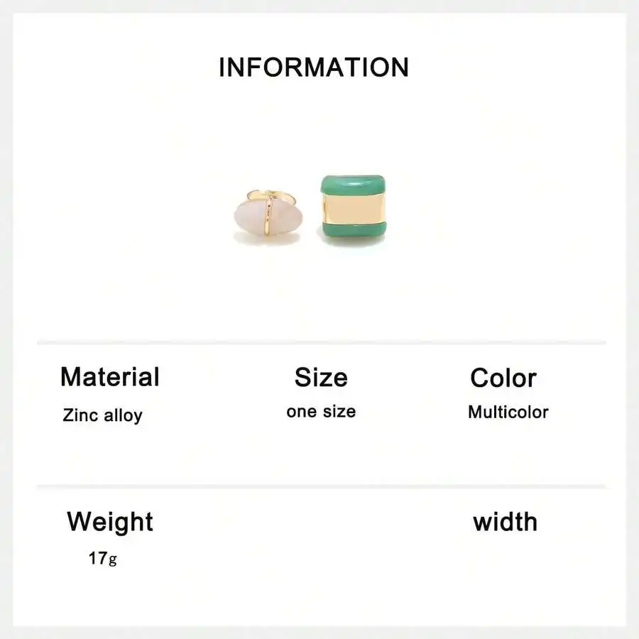 2pcs Contrast Color Geometric Resin Rings Green And Gold Tone Fashion Open Ring For Women