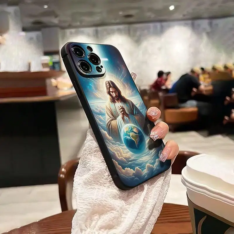 حافظة هاتف بنمط يسوع، حافظة واقية للهاتف المحمول مضادة للسقوط لهاتف آيفون 16 برو ماكس 15 برو 14 بلس 13 12 11 #4