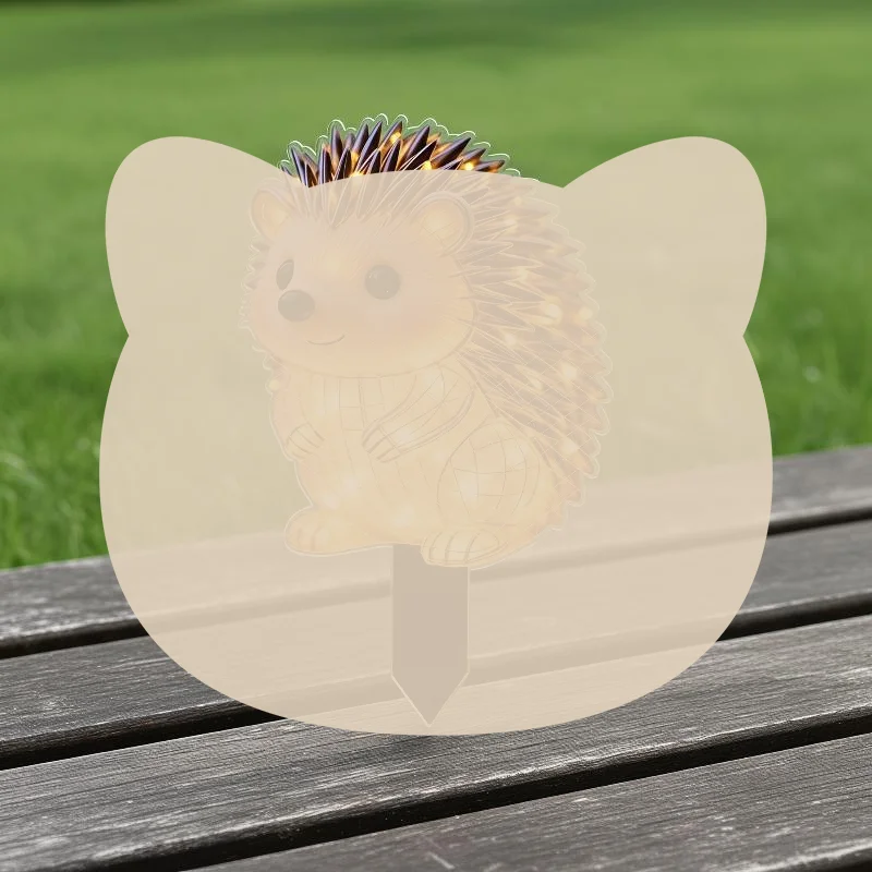 Solar Hedgehog Garden Path Stake Lights 2D Waterproof Bright LED Energy Saving Outdoor Decor for Yard Courtyard