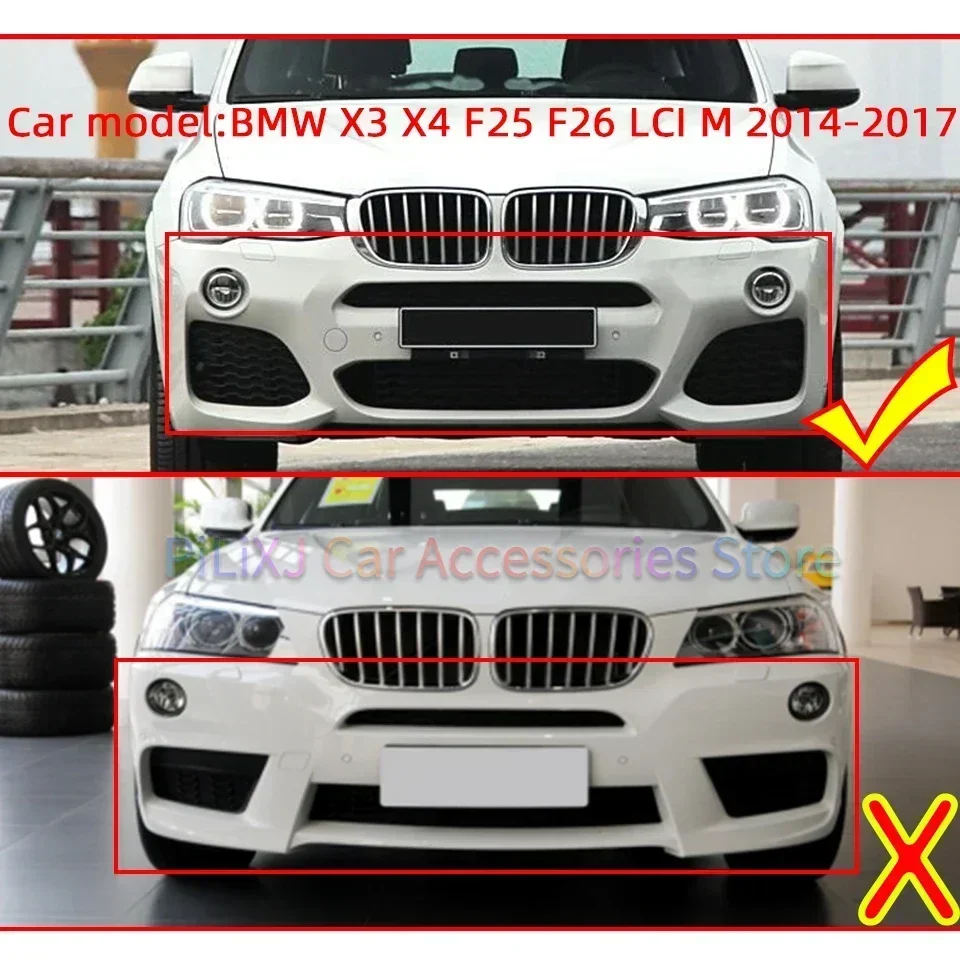 Auto Parts ไฟหน้าเครื่องซักผ้าฝาครอบสําหรับ BMW X3 X4 F25 F26 LCI M-Sport 2014-2017 คุณภาพสูงสีสเปรย์สีดําสีขาวเงิน