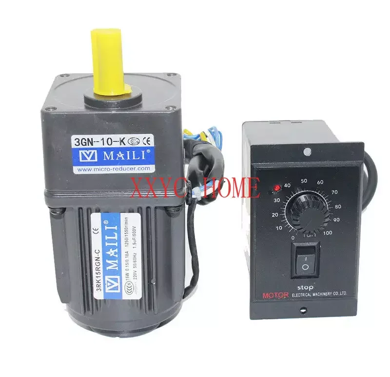 

220V 15W AC gear motor electric motor variable speed controller 1:10 125RPM