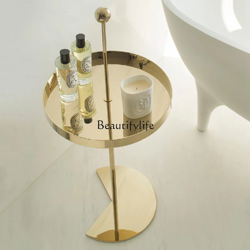 

Minimal stainless steel side table mini round personalized creative small side table