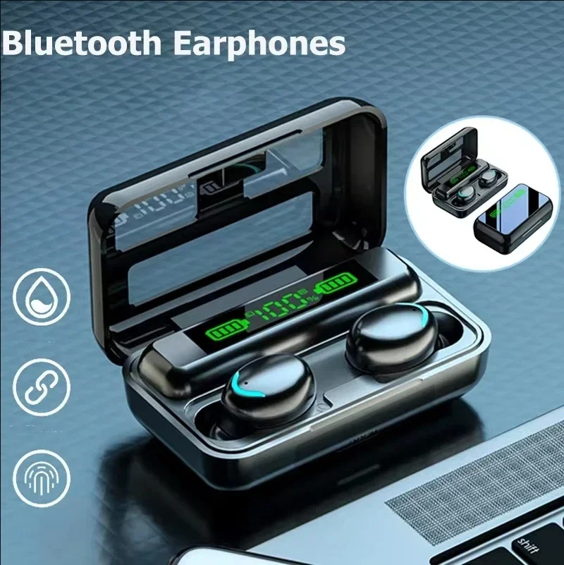 

New Tws Wireless Earbuds Waterproof Headset F9 Bluetooth Headphones 9D Stereo High Bass Sport Earphones Handsfree Touch Control