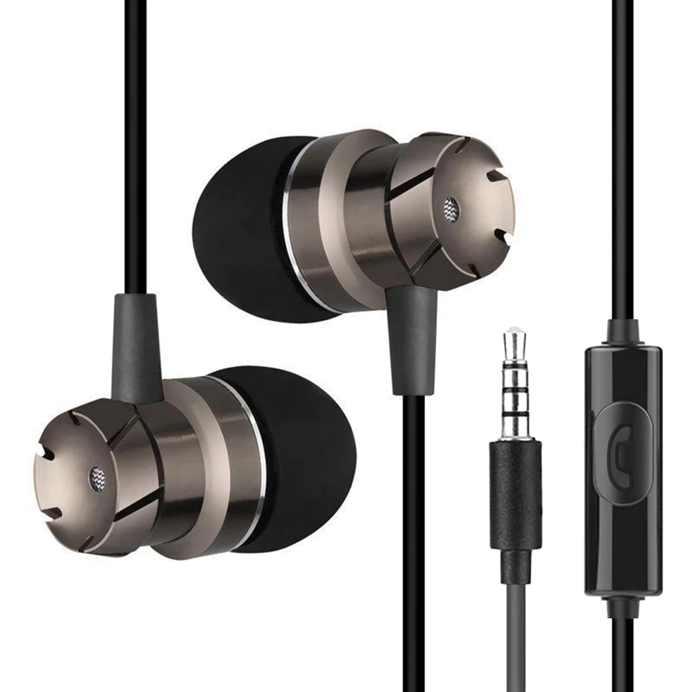 3.5mm Wired Headset Turbo Subwoofer with Wheat Wire-Controlled Headphones In-Ear