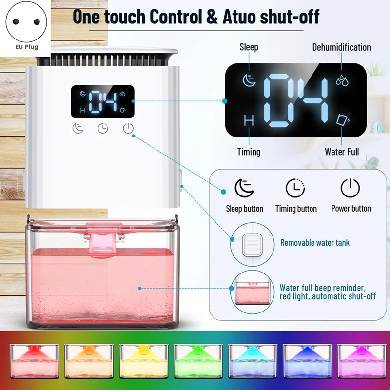 ABBN-Dehumidifier Electric Dehumidifier Cellar 1300 Ml Room Dehumidifier Small Dehumidifier For Home Bathroom Bedroom Eu Plug