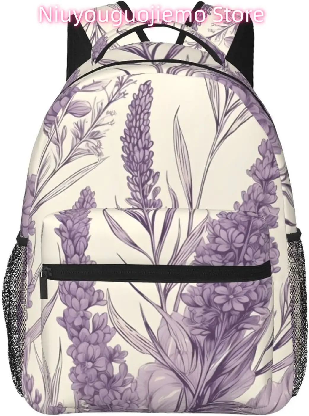 

Cartoon Lavender Lightweight Laptop Backpack Lightweight Multipurpose Travel Casual Daypack Unisex College Backapcks for Men Wom