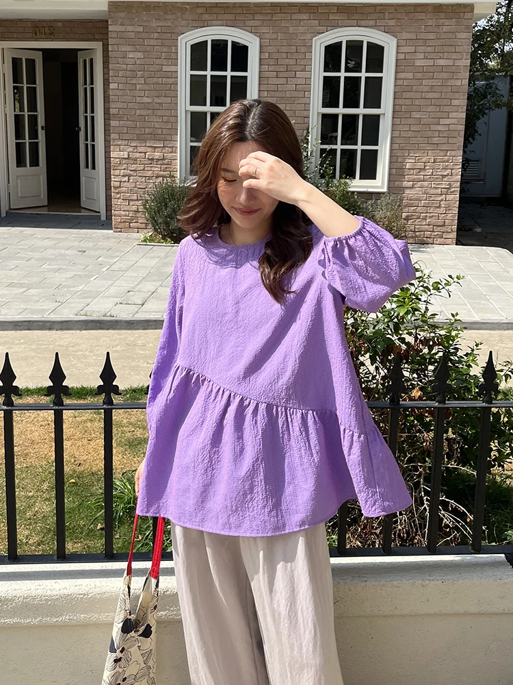 

Wonghome Vintage Art Casual Che Spring Summer Cover up irt Loose Fit Cotton Polyester Lantern Sve round Ne