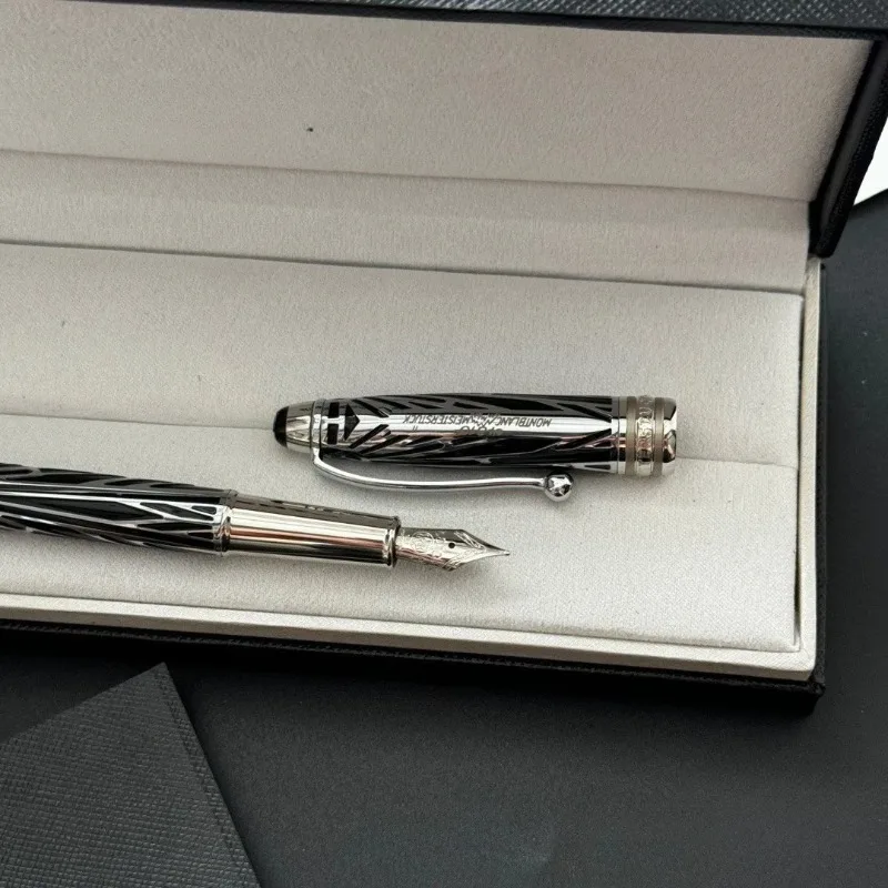 M Brand Silver&Black RadiantPattern BusinessFountain PenLuxury CollectionGift Office WritingCalligraphy Pen（No Pen Box Included）