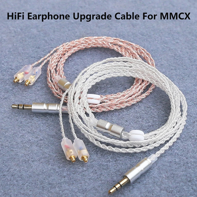 Cable de actualización de auriculares HiFi MMCX 3,5mm 1,2 m Cable central plateado para IE200/IE300/IE600/IE900/AKG N5005/N30