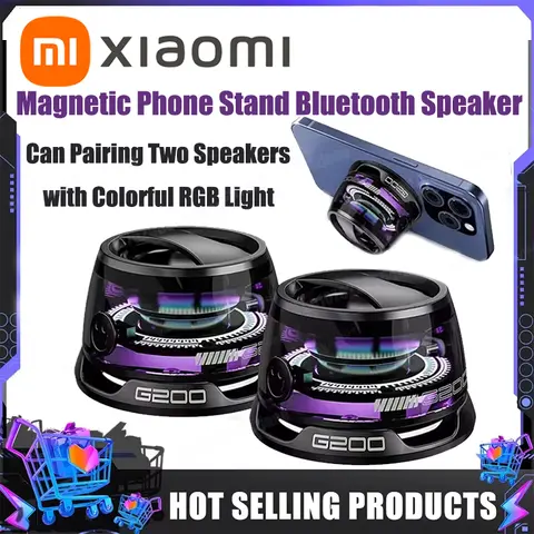 샤오미 휴대용 블루투스 스피커 G200 RGB 조명 마그네틱 스피커 BT5.3 미니 사운드 박스 7시간 재생 전화 거치대