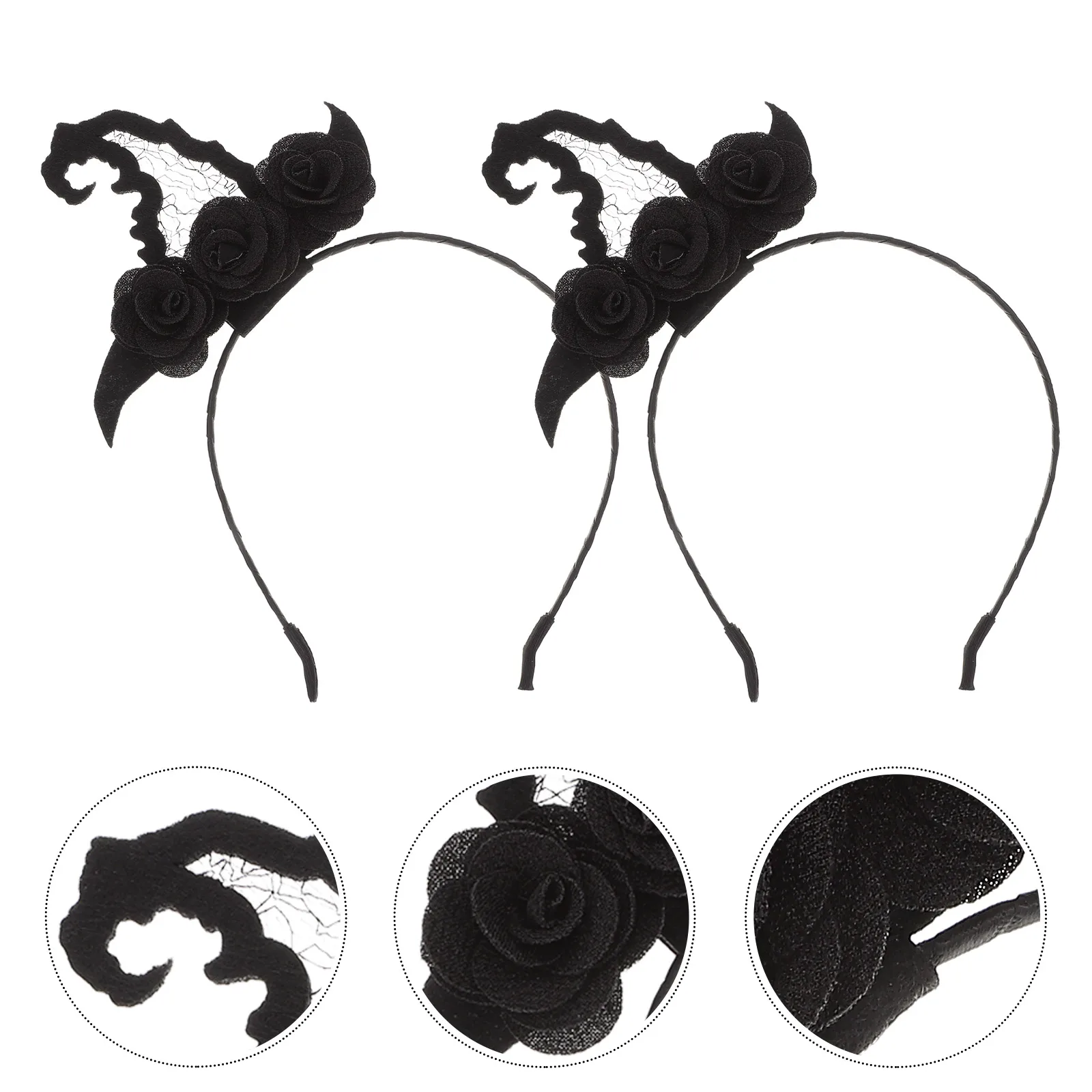 

2pcs Witch Black Halloween Hair Halloween Witch Headband Cosplay Headbands Hoops Cosplay Headdress Party Accessories
