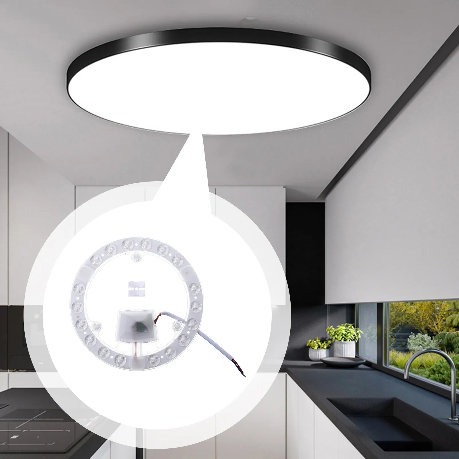 LED Ceiling Light Source Board Magnetic Round Panel Anti-Vibration Waterproof Lamp Transformation Board for Indoor Bedroom