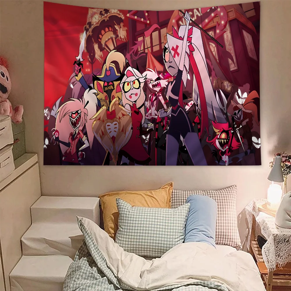 Cartoon Printed Carpet H-Hazbin Anime Cartoon Tapestry Home Decoration Hippie Bohemian Decoration Divination Home Decor